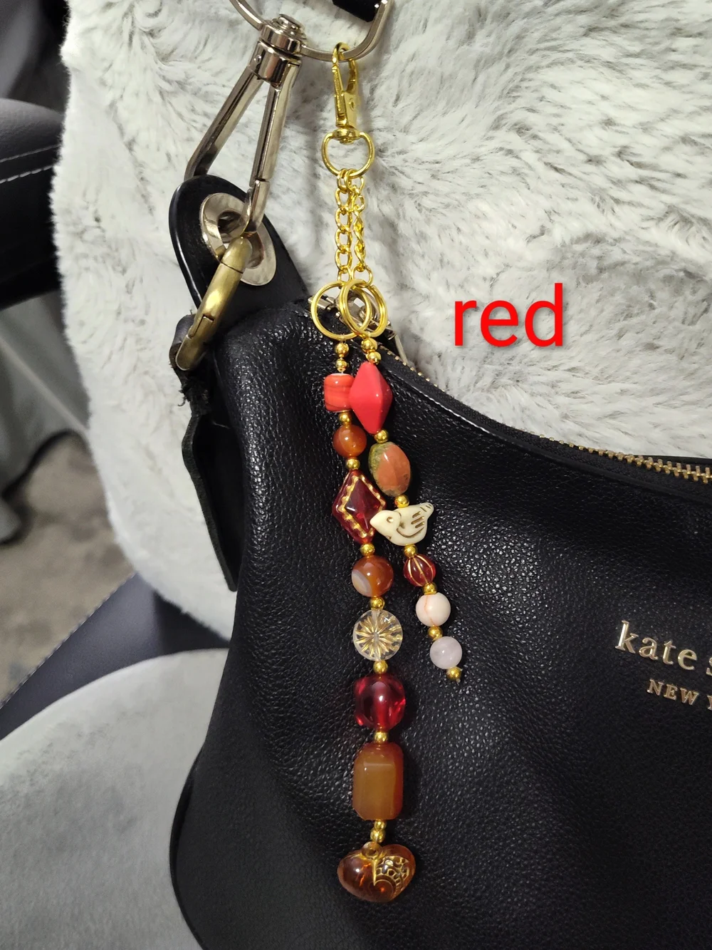 Handmade Beaded Natural Stone Keychain - Multiple